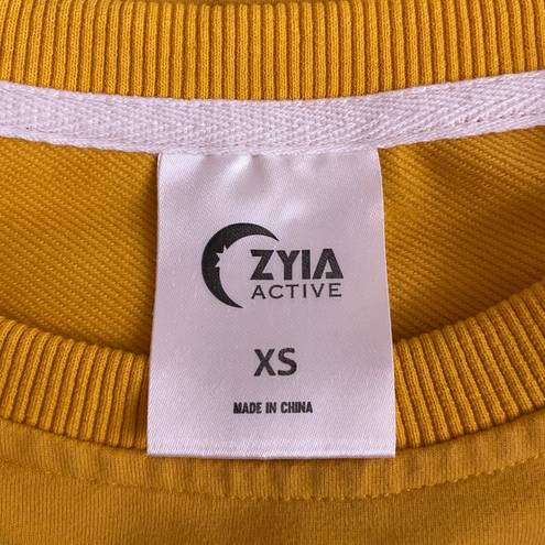 Zyia Active Women XS Marigold Yellow Cropped Sweatshirt Crew Neck Long Sleeve