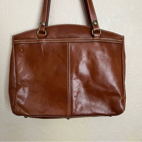 Patricia Nash  Poppy Tooled Brown Leather Tote Bag