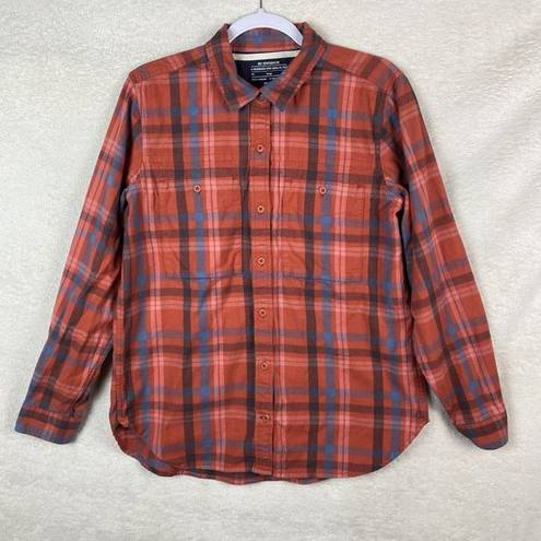 Rei Co-op  Womens Flannel Shacket Shirt Size Large Organic Cotton Button Up Red