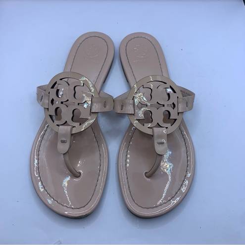 Tory Burch  Miller  Sandal  size 7 M  Seashell Pink patent leather flip flops