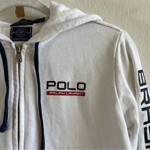 Polo  Ralph Lauren Hoodie 2016 Olympic Brazil Full Zip White Sweatshirt Sz L GUC