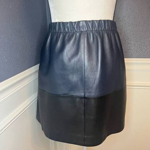 Vince  Lambs Leather Colorblock Skirt