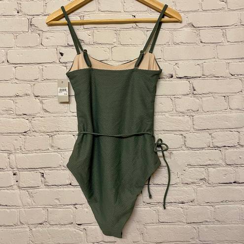 Chelsea28 Women’s Easy Retro Tie One Piece Swimsuit Size XS Green Duck NWT