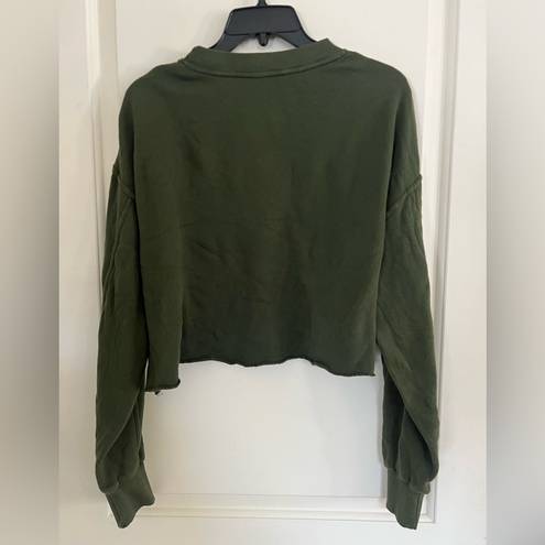 Strut this NWOT  Cropped Dark Olive Green Raw Edge Sweatshirt