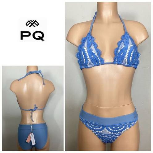 PilyQ New.  sky blue lace high rise triangle bikini. L/M. Retails $169