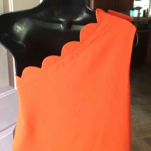 Victoria Beckham  One Shoulder Orange Dress Womens Size‎ L Short A Line Stylish