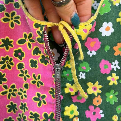Daisy Vintage Ditzy  Floral Retro Hippie Zipper Front Pocket Smock