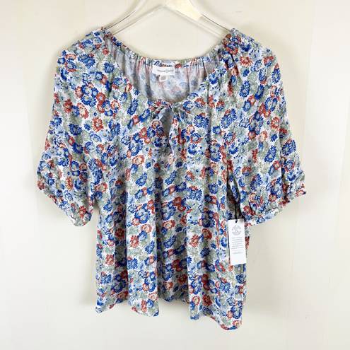 Treasure & Bond Floral Front-Tie Blouse