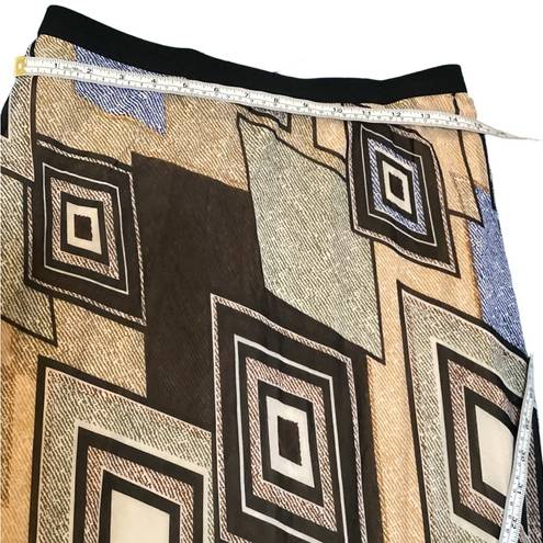 Pleione GUC  maxi skirt Brown/tan/Blue squares sz Large tan underskirt - #970‎