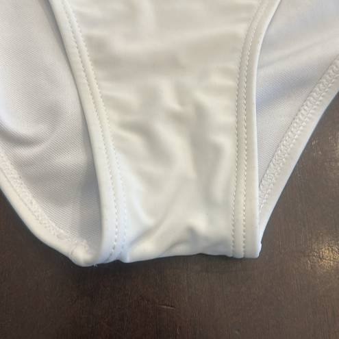 One Piece White one shoulder, , bathing, suit, size large decorative belt