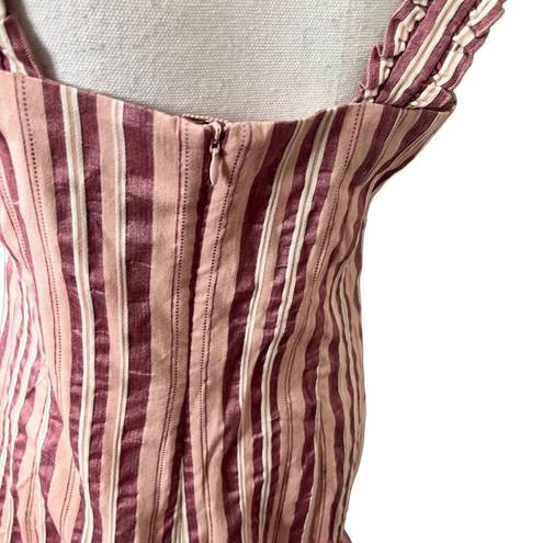 Alexis  Womens Brandy Mini Dress in Rose Stripe Wide Ruffle Shoulder XL New NWT