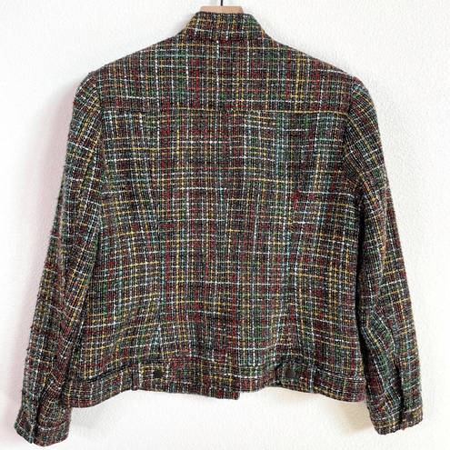 Coldwater Creek  Colorful Wool Tweed Full Zip Jacket Women’s size 8 Petite