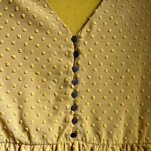 Bohme  | Antionette Alma Polka Dot Peplum Blouse in Mustard Size Medium