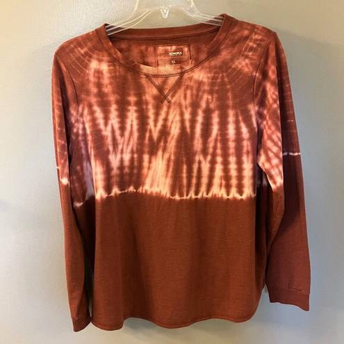 Sonoma Womens XL Sweatshirt Brown/Beige Tie Dyed