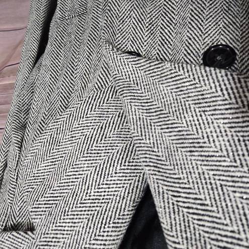 Banana Republic Black Herringbone Metallic Wool Blend Women's Coat Size Medium