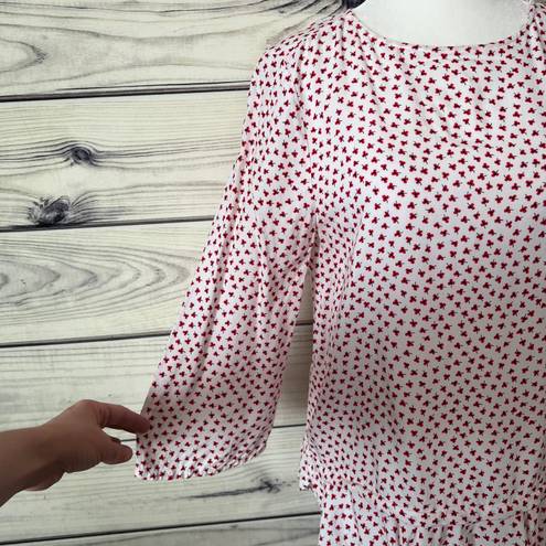 BeachLunchLounge White & Red Poppy Floral Patterned Blouse