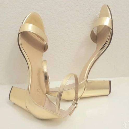 Unisa  Sandals Gold Ankle Strap Block Heel Size 11