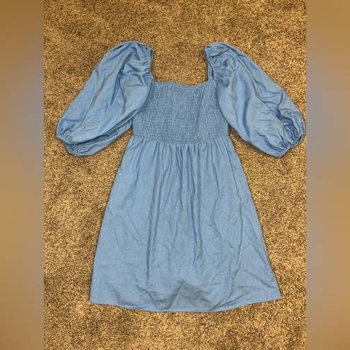 Tuckernuck   • Beaufort Blue Annie Smocked Dress Linen Blend Size XSmall