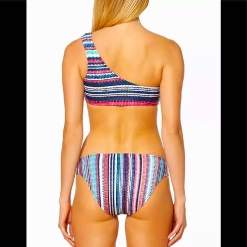 Jessica Simpson  multicolored one-shouldered bikini