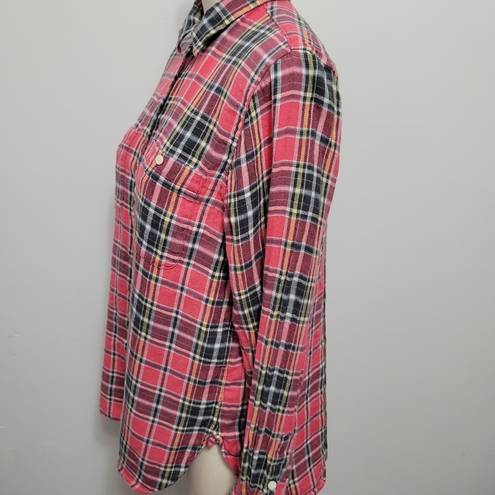 Polo  Ralph Lauren coral plaid linen blend button down size medium