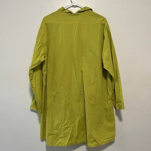 Bryn Walker  Oversized Button Down Lagenlook Quiet Luxury Blouse Size Small Green