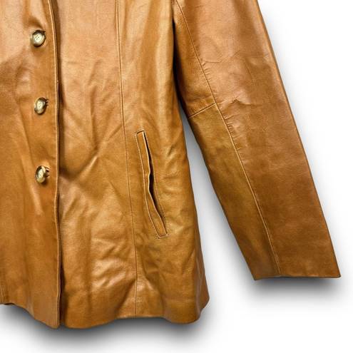 Vera Pelle VTG  Camel Brown Leather Jacket Lined Womens 44 (US Small / Medium)