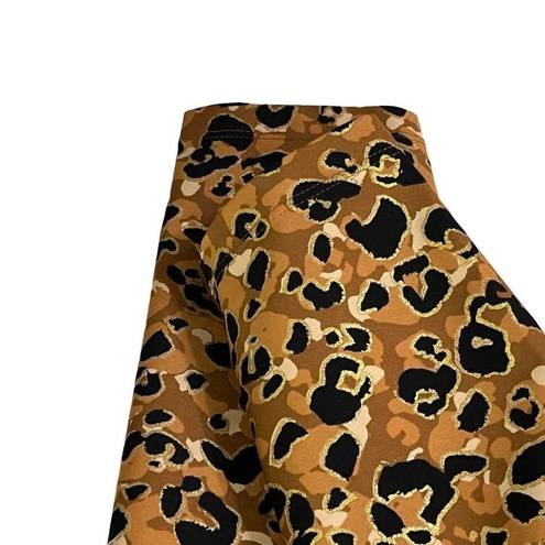 Carbon 38  Womens Printed High Rise Layered Gold Leopard 7/8 Leggings Size Small