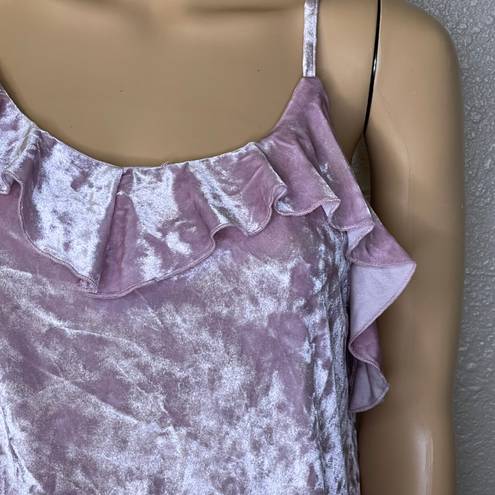 Grayson Threads Grayson Thread Velour Ruffled Tank Top Light Purple Size Medium