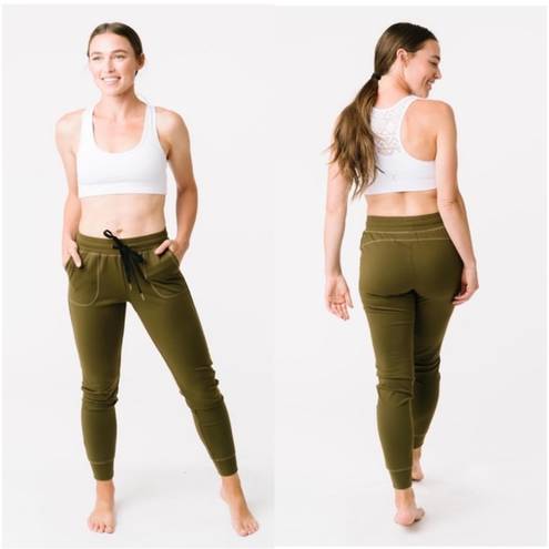 Zyia  Unwind Olive Green Drawstring Stretch Waist Joggers Athleisure Plus XXXL