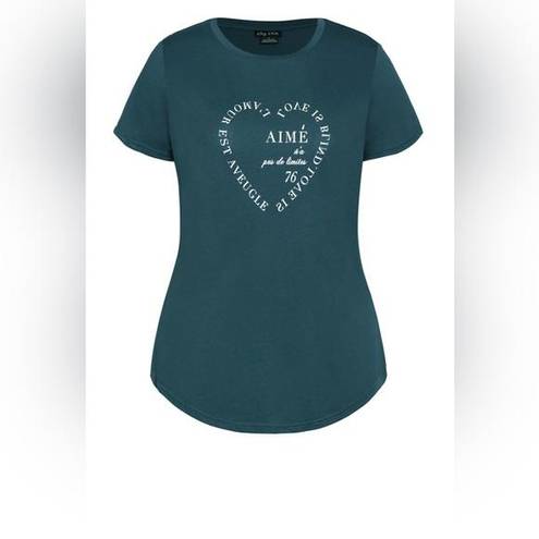 City Chic All Heart Tee NWOT 22/24 XXL Pretty Teal Color