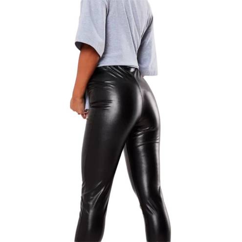 Missguided Misguided High Rise Faux Leather Legging Pintuck - Size 12