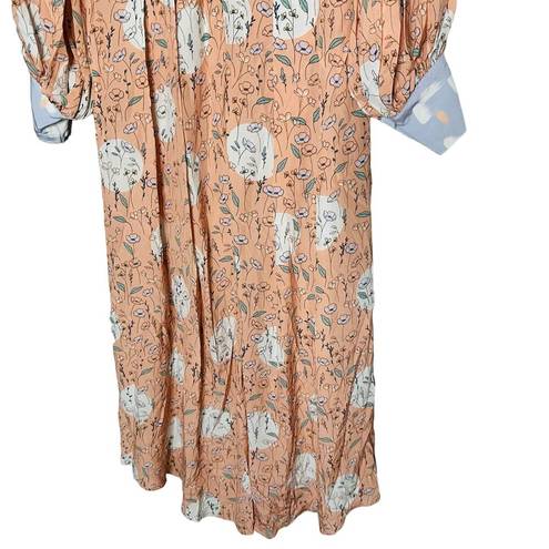 Hunter Bell  Women's Silk Casper Marfa Flowers Peach Floral Midi Dress Size 0