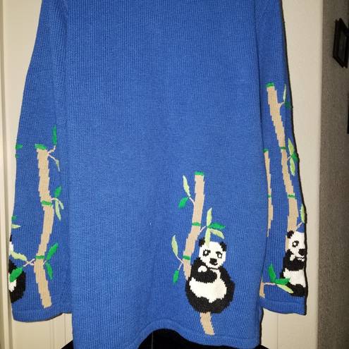 Quacker Factory  Blue Panda Sweater Size Large