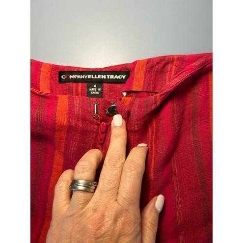 Krass&co  Ellen Tracy womens red striped linen pants size 4