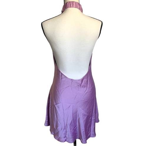 Show Me Your Mumu NEW  Jasmine Halter Mini Dress in Lilac Luxe Satin