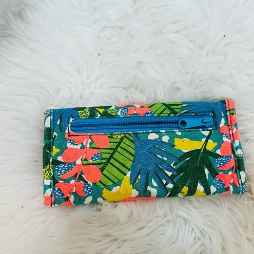 KAVU  tropical floral Hawaiian wallet billfold green orange