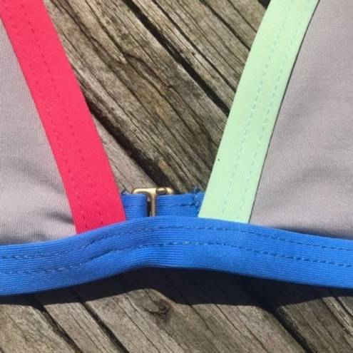 Tavik swim Gray Colorful Tavik Sand Colorblock Jett Triangle Bikini Top