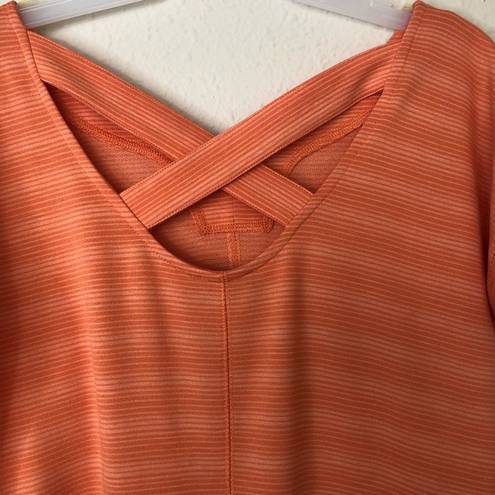 Talbots T By  Orange Striped Textured Terry Cloth Knee Length Shirt Dress Size S