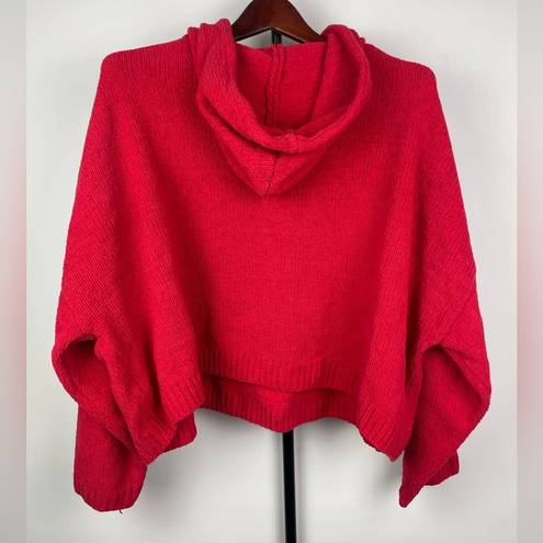 Oak + Fort  Red Cropped Knit Pullover Hoodie Sweater