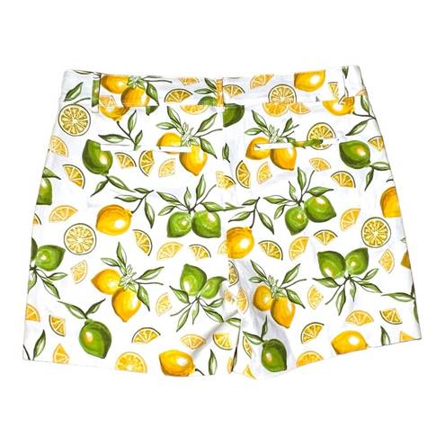 Isaac Mizrahi  New York Tailored Shorts Chino Lemon Printed Flat Front Womens 16