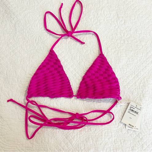 Good American  Pink Jacquard Triangle Bikini Top Medium M NWT