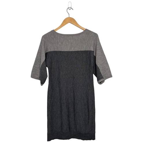 Talbots  Merino Wool Sweater Womens Color Block Sweater Dress Gray Petite S