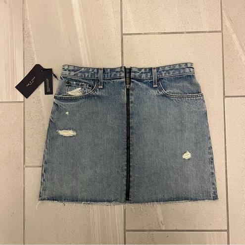 Rag and Bone NWT  Mandy Anna Front Zipper Jean Skirt, Light Wash, Size 30