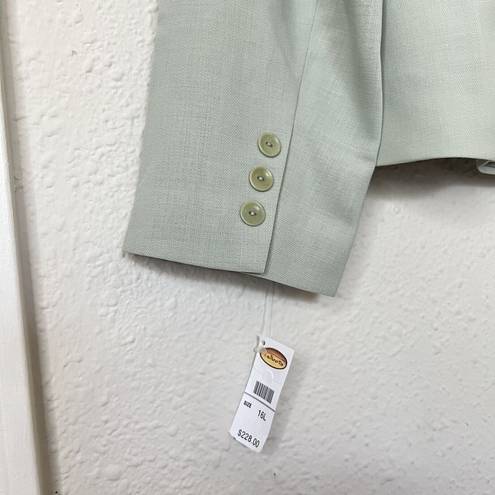 Talbots  Vintage 100% Wool Button Front Blazer Lightweight NEW Green Size 16 Long