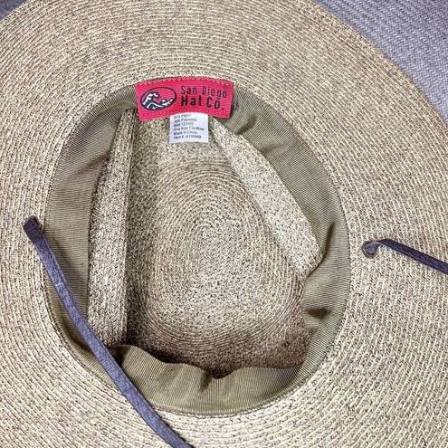 Pacific&Co San Diego Hat . Mixed Braid Large Brim Sun Hat Beige Packable NWOT