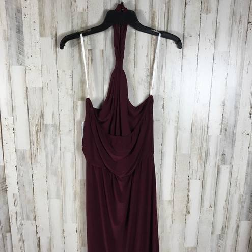 Laundry by Shelli Segal Shelli Segal Halter Jersey Dress Cocktail MIDI NWT Maroon Wine Formal Short Gown