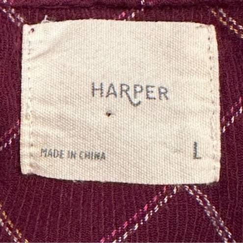 Harper  Lace Up Grid Print Blouse Sz L