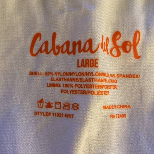 Cabana Del Sol  Women’s White Smocked Bikini Bottoms Size Large NWT