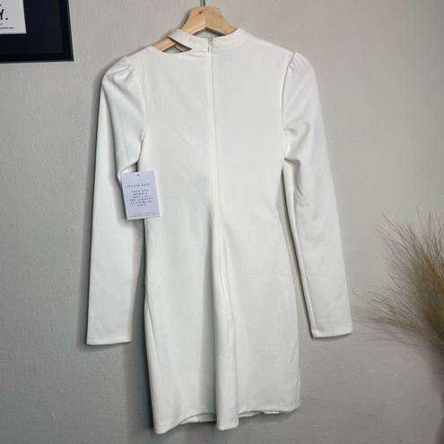 Alamour NEW  Dress Johanne Bustier Long Sleeve White Fitted Mini Dress Size XS