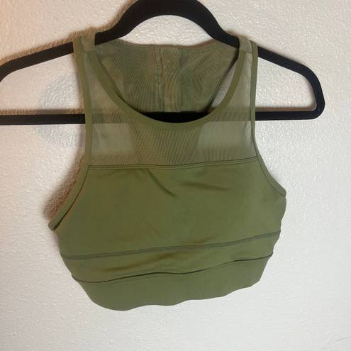 Zyia active all star mesh zip up high impact olive green sports bra